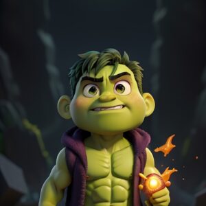 3D_Animation_Style_Miniaturized_Hulk_holding_soul_stone_Dramat_0